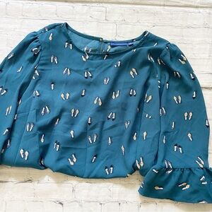 Apt. 9 Teal Blouse with Shoes Design